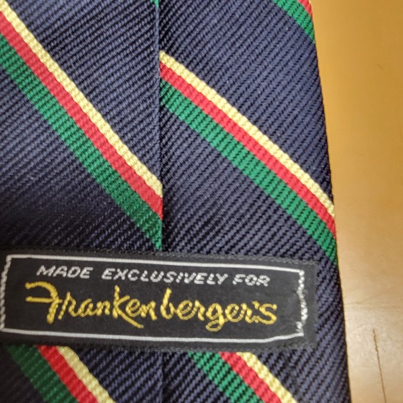 Frankenberger's Navy Blue Striped Silk Necktie - Picture 2 of 4